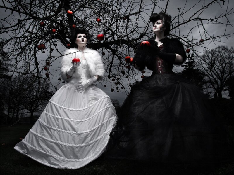 Two Women in Dresses — Black, Dramatic, Autumn