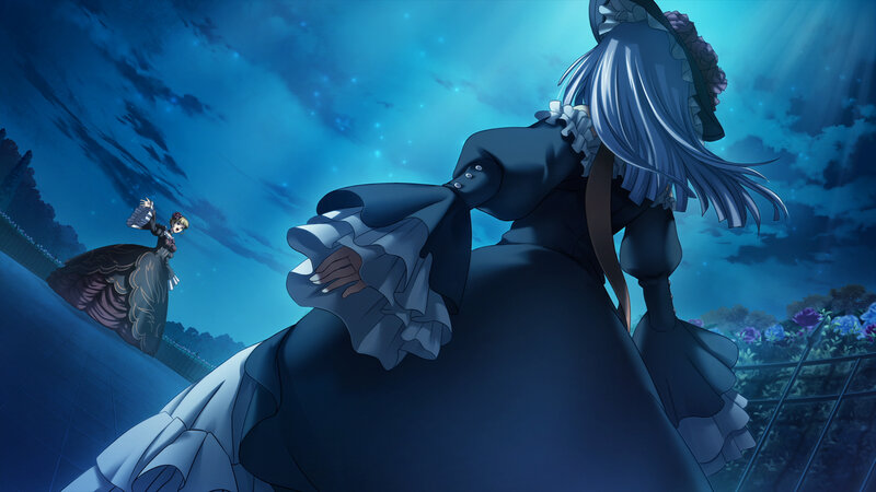 Two Women in Dresses — Blue, Dramatic, Night