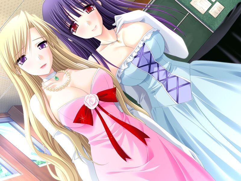 Two Women in Dresses — Pink, Calm, Anime