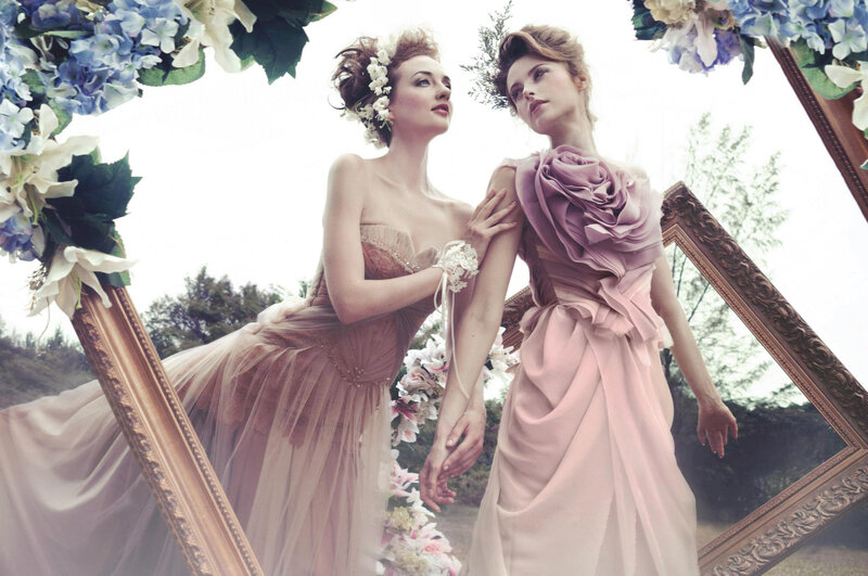 Two Women in Dresses — Pink, Dreamy