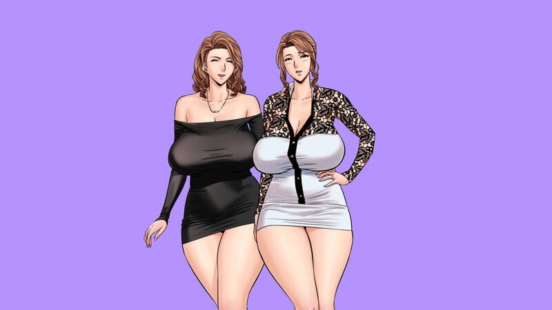 Two Women in Dresses — Purple, Confident
