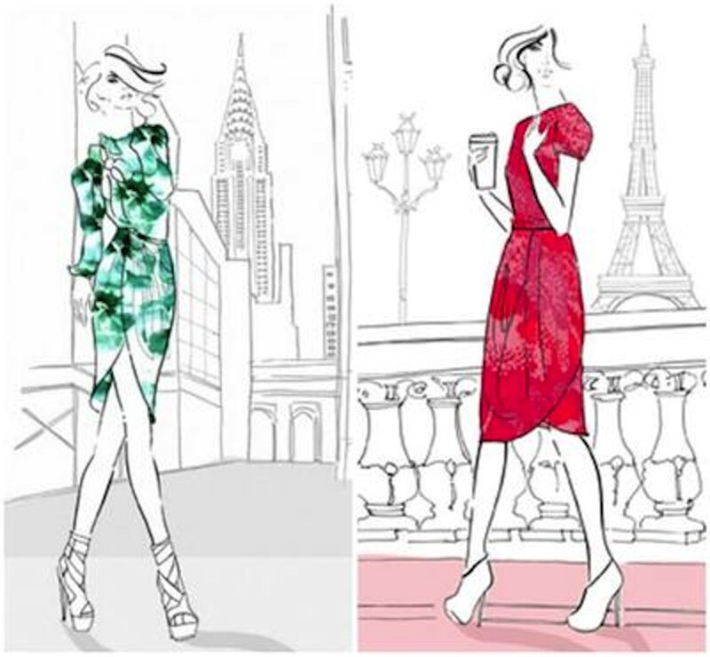 Two Women in Dresses — Red, Stylish