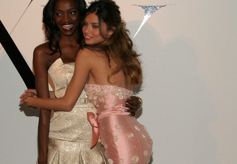 Two Women in Dresses — White, Friendly