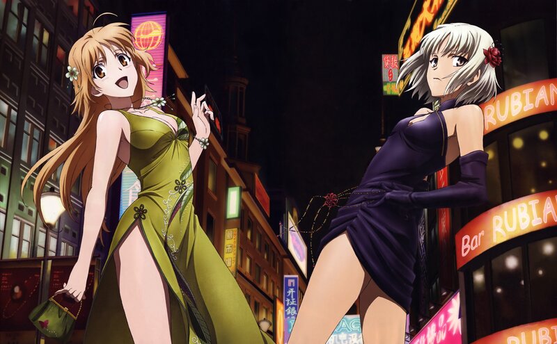 Two Women in Evening Wear — Green, Dramatic, Night