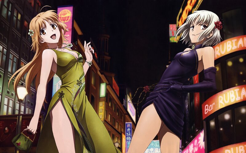 Two Women in Evening Wear — Green, Dramatic
