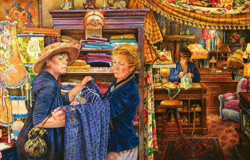 Two Women in Fabric Shop