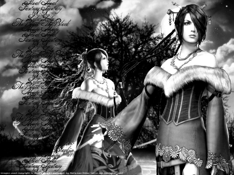 Two Women in Fantasy Attire — Black, Dramatic, Night, Digital Art