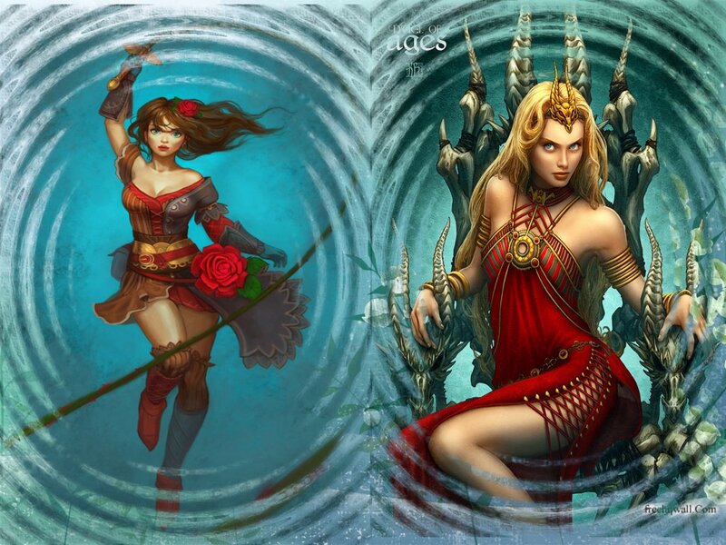 Two Women in Fantasy Attire — Blue