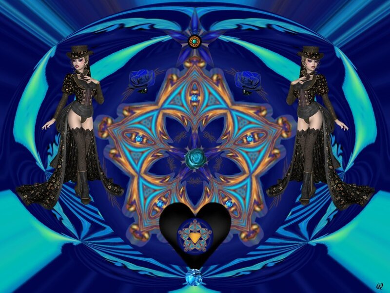 Two Women in Fantasy Costumes — Blue