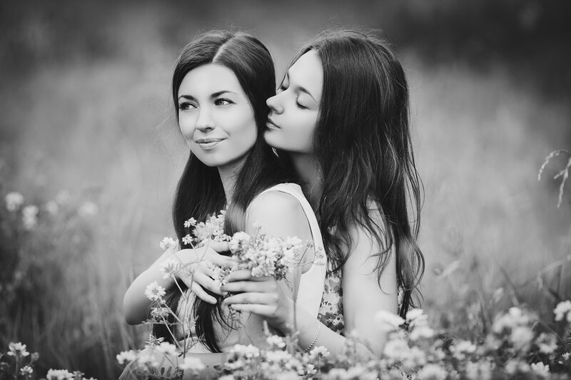 Two Women in Field — Black