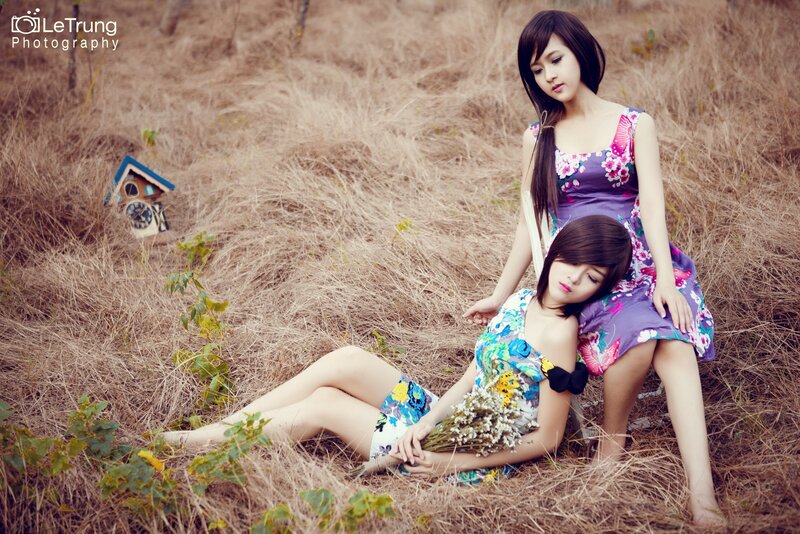 Two Women in Field — Purple