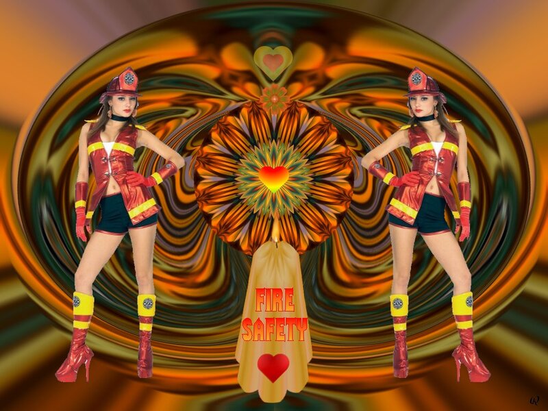 Two Women in Fire Uniforms