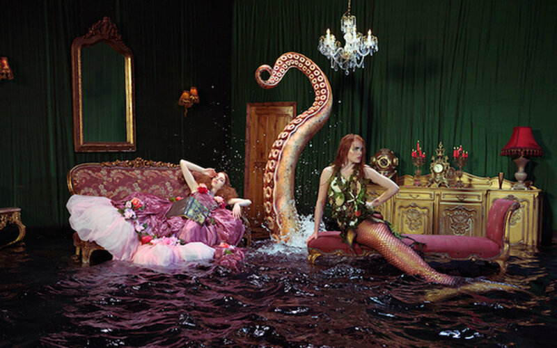 Two Women in Flooded Room