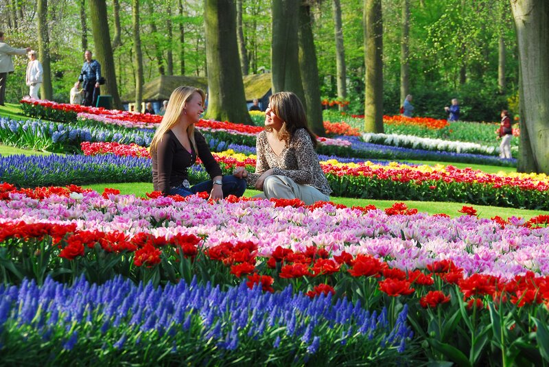 Two Women in Flower Garden