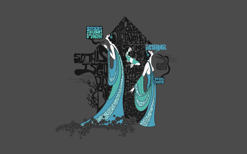 Two Women in Flowing Dresses — Teal