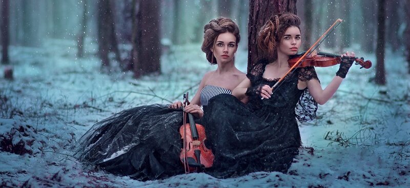 Two Women in Forest — Black
