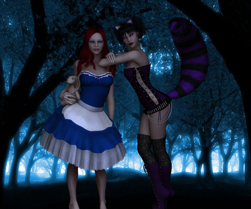 Two Women in Forest — Blue