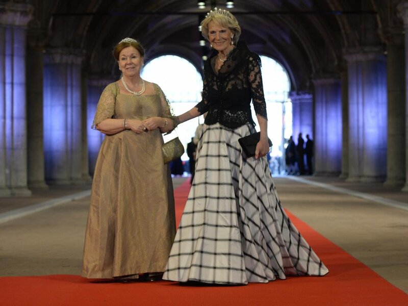Two Women in Formal Gowns