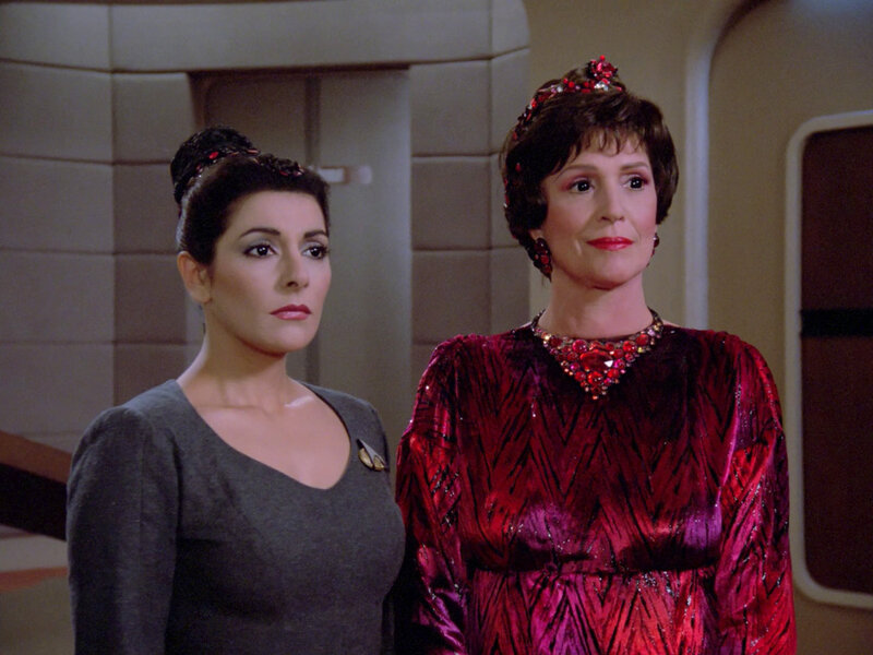 Two Women in Formal Wear — Red