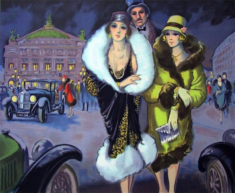 Two Women in Fur Coats — Black