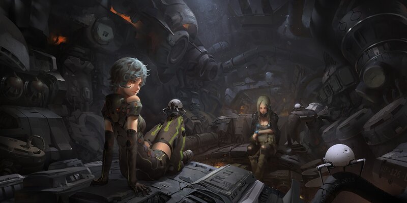 Two Women in Futuristic Gear