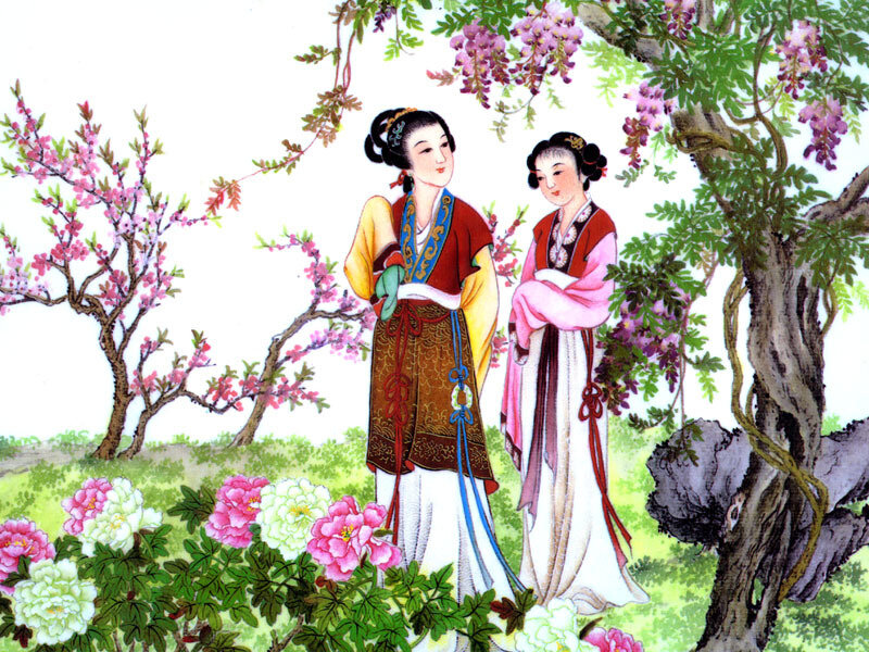 Two Women in Garden — Green