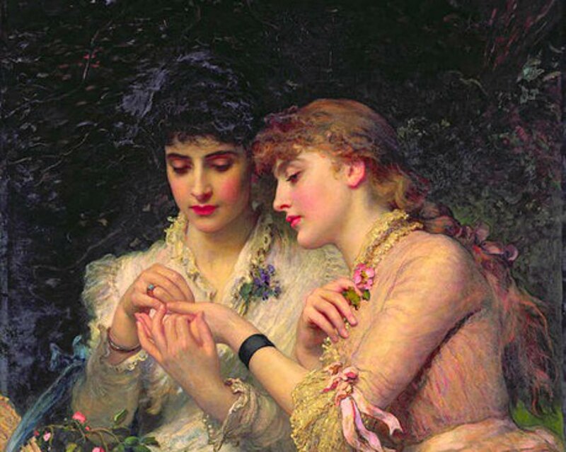Two Women in Garden — White, Intimate