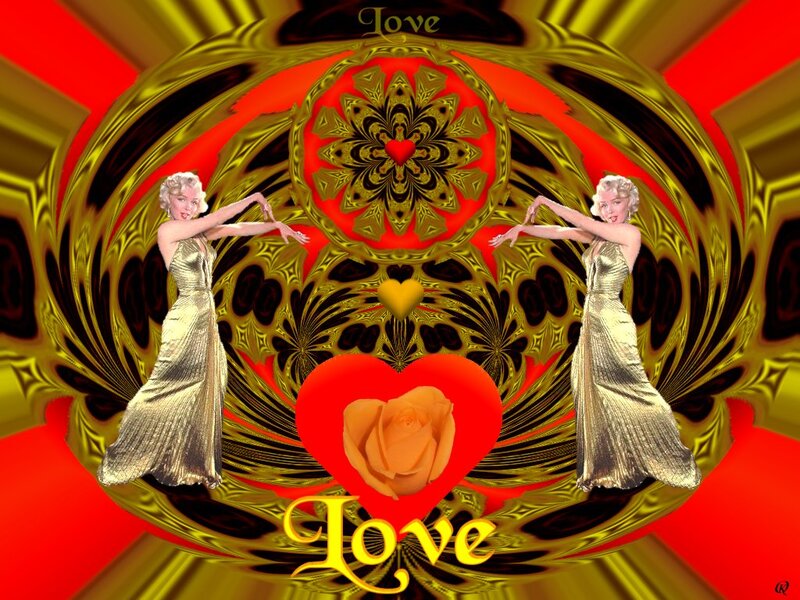 Two Women in Gold Dresses — Red, Dramatic, Romantic