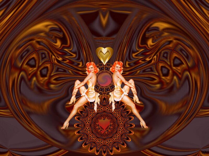 Two Women in Gold Outfits — Dramatic, Digital Art