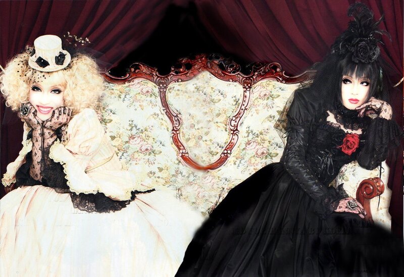 Two women in gothic and victorian attire