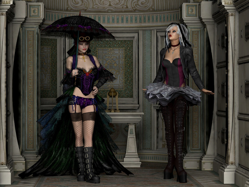 Two women in gothic attire