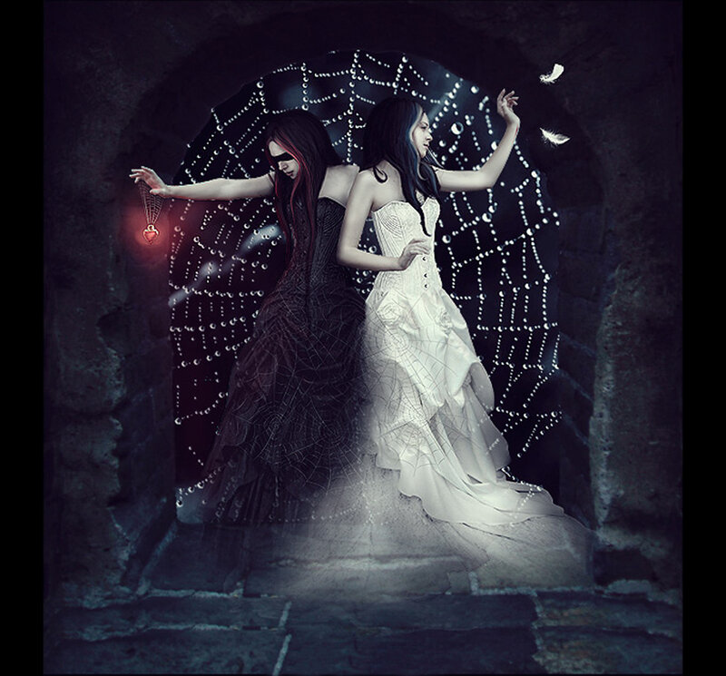two women in gothic dresses