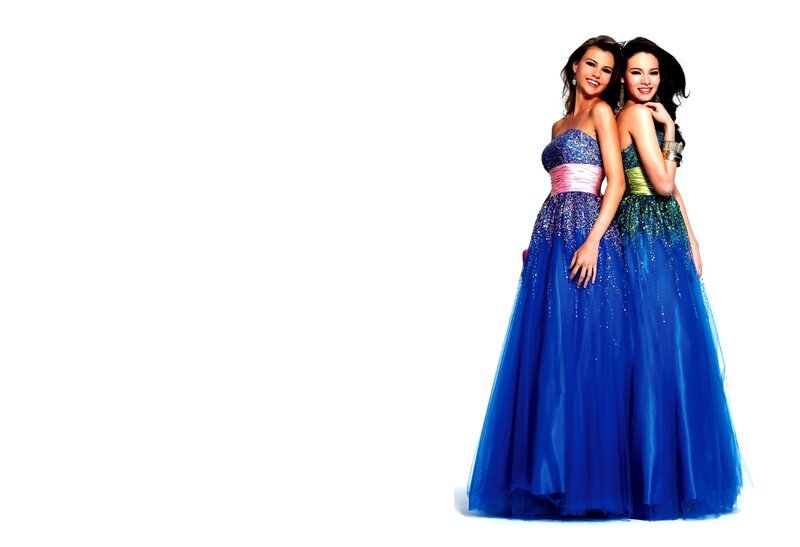 Two Women in Gowns — Blue