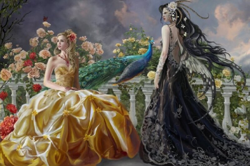 Two Women in Gowns — Gold