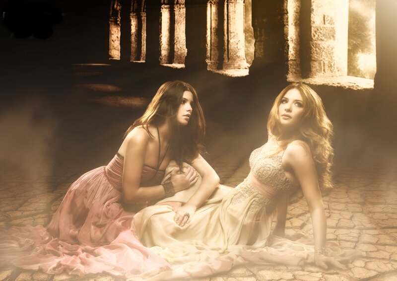 Two Women in Gowns — Pink