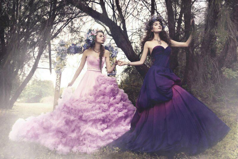 Two Women in Gowns — Purple, Dramatic