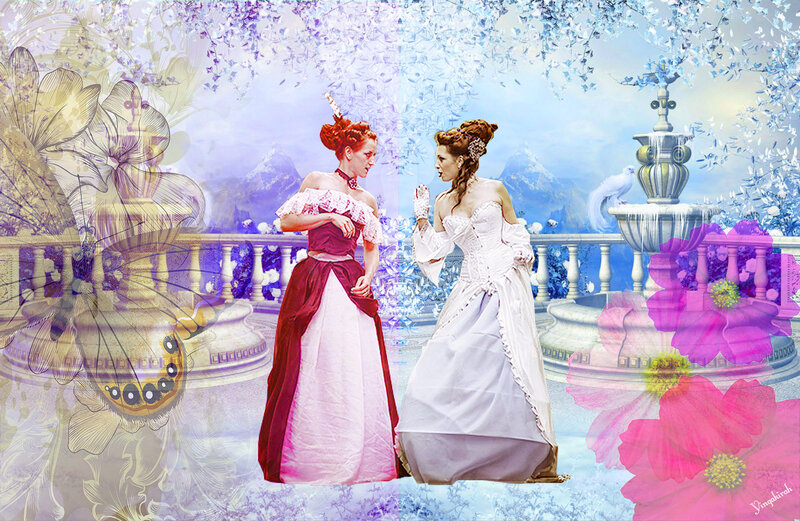 Two Women in Gowns — Purple, Fantastical