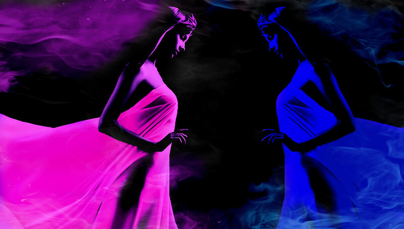 Two Women in Gowns — Purple