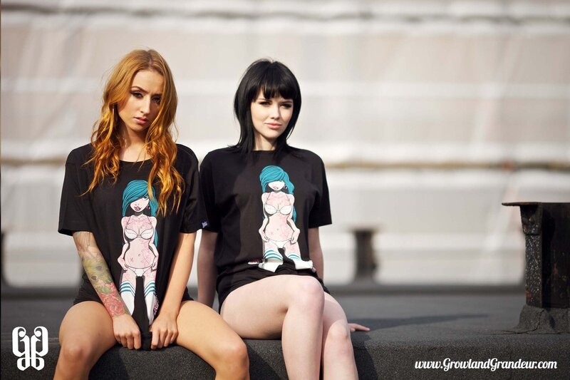 Two women in graphic t-shirts