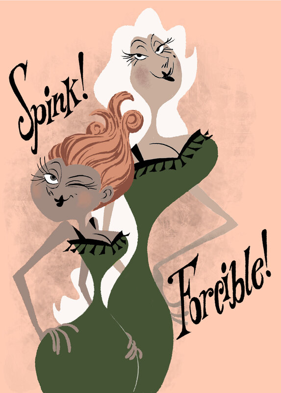 Two women in green dresses