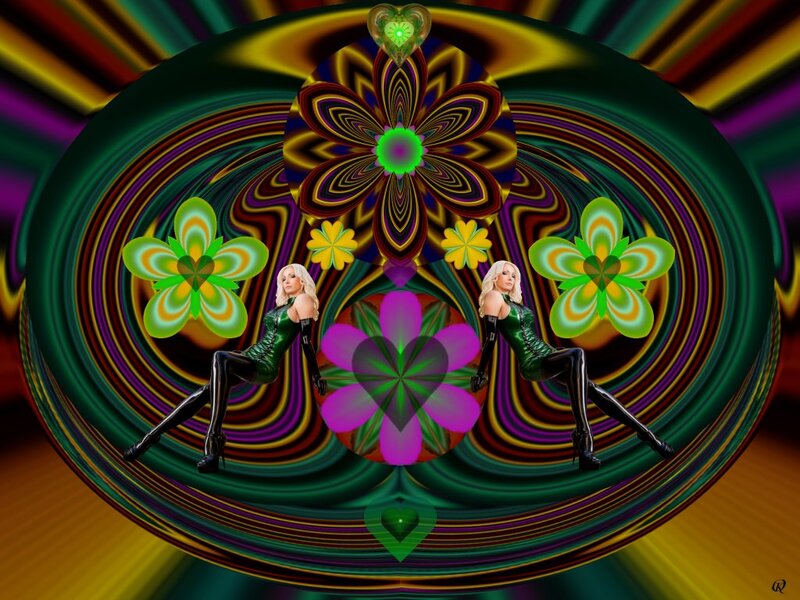 Two Women in Green Outfits — Psychedelic