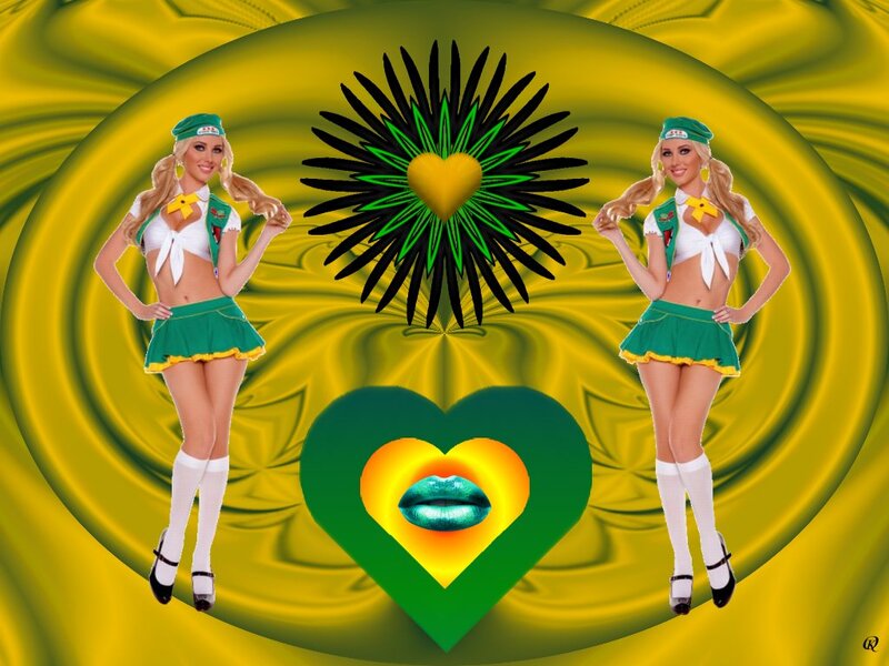 Two Women in Green Uniforms — Yellow