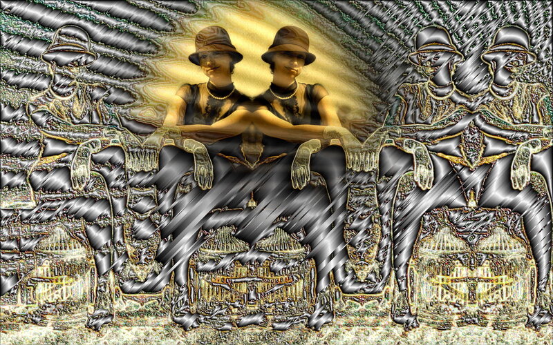 Two Women in Hats — Black, Dramatic