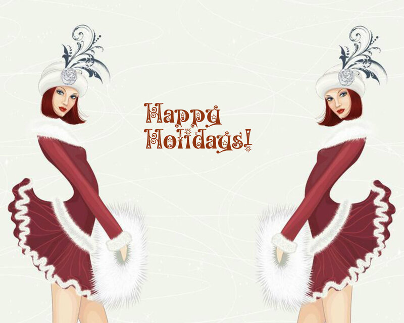Two Women in Holiday Costumes — Red