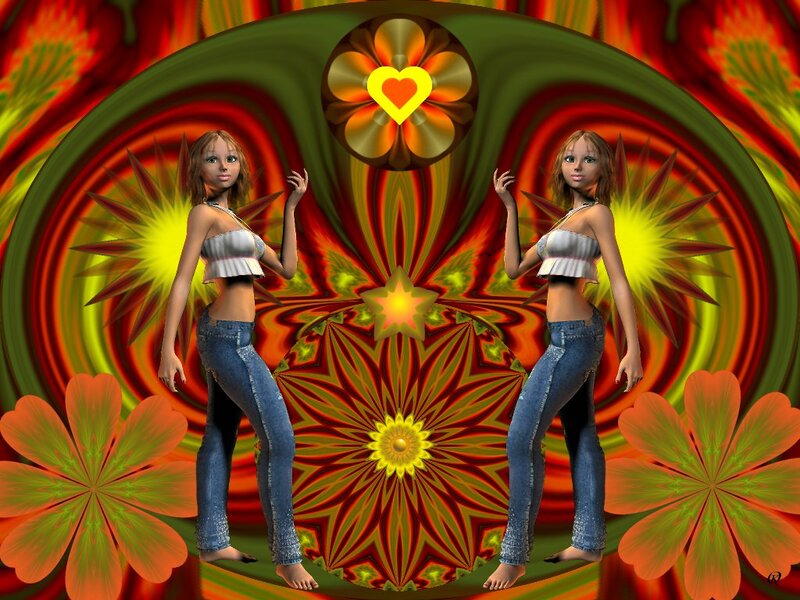 Two Women in Jeans — Red