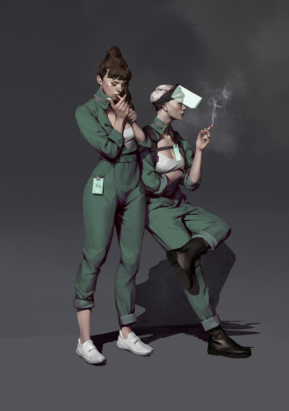 Two Women in Jumpsuits