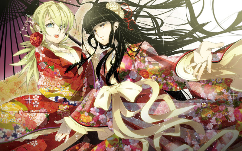 Two Women in Kimonos — Red