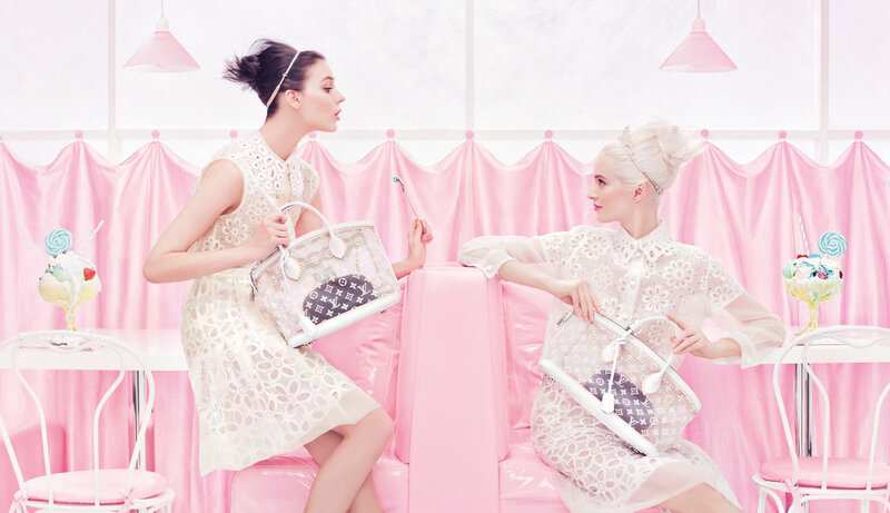 Two Women in Lace Dresses — Pink