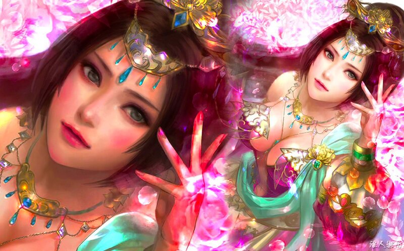 Two Women in Ornate Attire — Pink