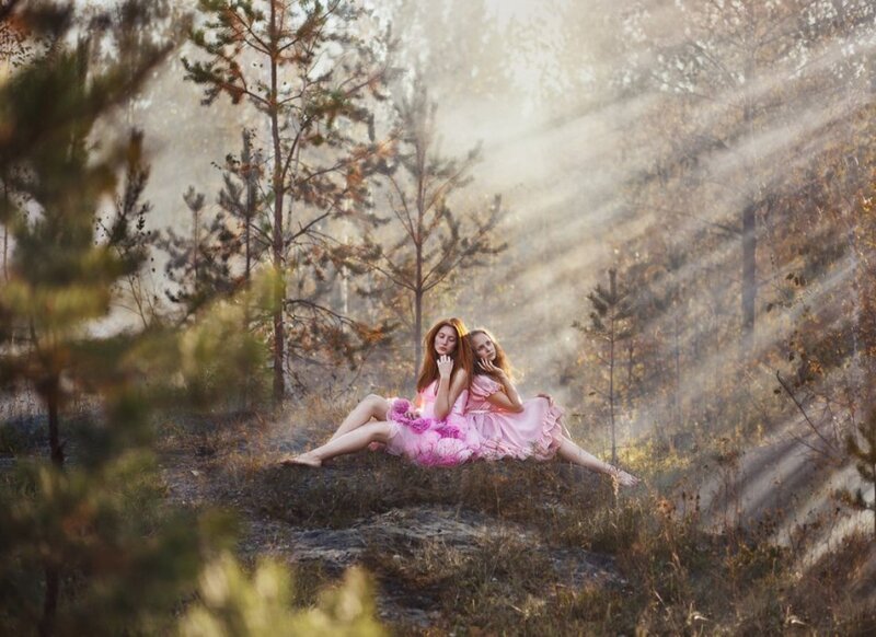 Two Women in Pink Dresses — Serene